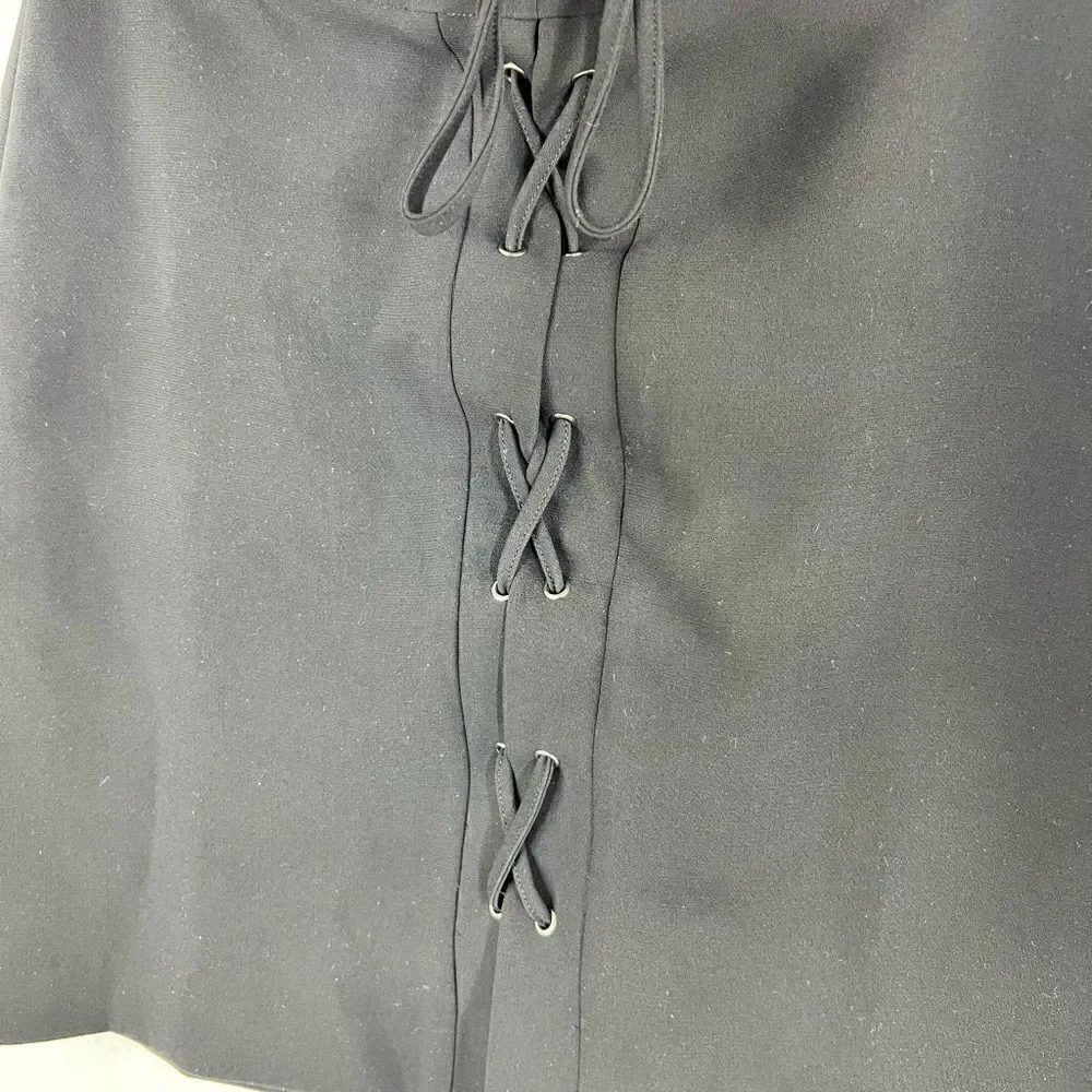 Madewell Black Lace Up Crepe Mini Skirt